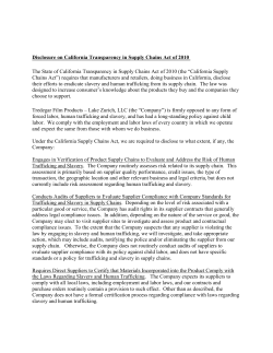 Disclosure on California Transparency in Supply Chains Act of 2010