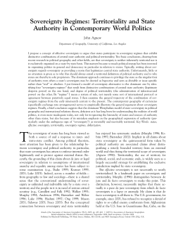 Sovereignty Regimes: Territoriality and State Authority