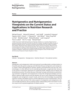 Nutrigenetics and Nutrigenomics: Viewpoints on the Current Status