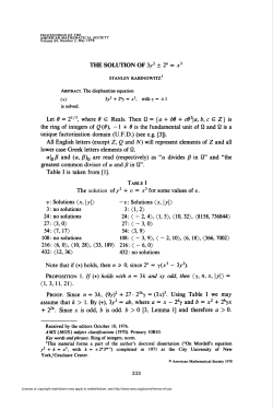 THE SOLUTION OF 3y2 &plusmn; 2" = x3 Table I is taken from [1]. 24: no