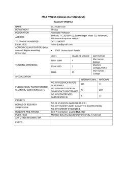 MAR IVANIOS COLLEGE (AUTONOMOUS) FACULTY PROFILE