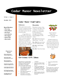 Cedar Manor Newsletter - Cedar Manor Nursing Home