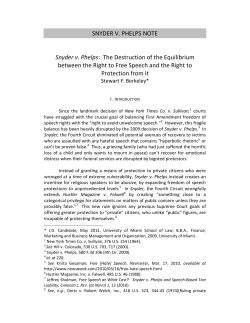 SNYDER V. PHELPS NOTE Snyder v. Phelps: The Destruction of