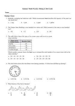 2016 Math Homework Packet for Incoming 4th Grade