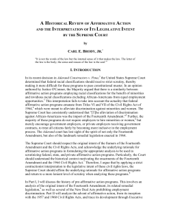 A HISTORICAL REVIEW OF AFFIRMATIVE ACTION AND THE