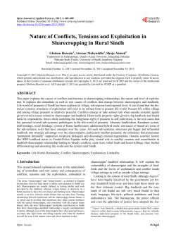 Nature of Conflicts, Tensions and Exploitation in Sharecropping in