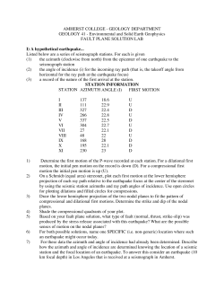 Lab 9: Earthquake first motions