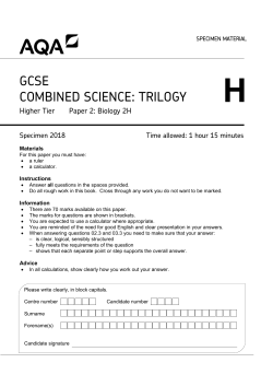 GCSE Trilogy Specimen question paper Paper 2