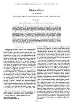 Saltation of Snow - University of Saskatchewan
