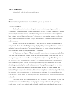 A Case Study in Reading, Energy, and Imagery &ldquo;He showed me