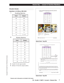 Answer Key &bull; Lesson 6: Function Machines