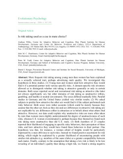 Is risk taking used as a cue in mate choice?