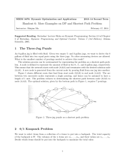 Handout 6: More Examples on DP and Shortest Path Problem 1 The