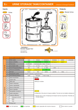 Stored Urine Urine Inputs: Outputs: