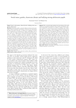 Social status, gender, classroom climate and bullying among