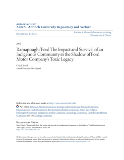 Ramapough/Ford The Impact and Survival of an Indigenous