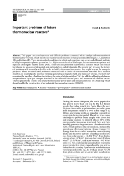 Important problems of future thermonuclear reactors*