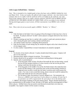 2013 Little League Softball Rule Summary