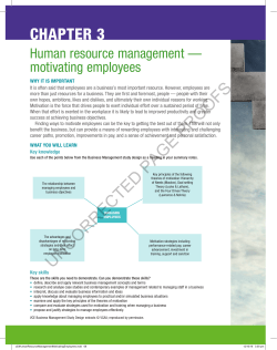 Human resource management &mdash; motivating employees