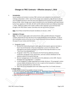Changes to TREC Contracts &ndash; Effective January 1