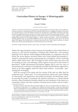 Curriculum History in Europe: A Historiographic Added Value