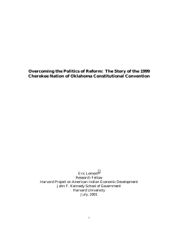 Overcoming the Politics of Reform - National Centre for First Nations