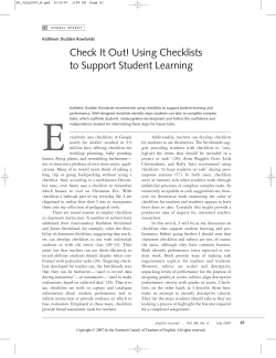 Check It Out! Using Checklists to Support Student
