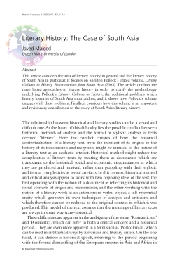 Literary History: The Case of South Asia