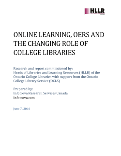 Online Learning, OERs and the Changing Role of College Libraries