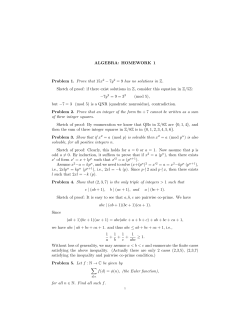ALGEBRA: HOMEWORK 1 Problem 1. Prove that 15x 2 &minus; 7y2 = 9