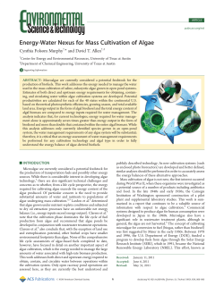 Energy-Water Nexus for Mass Cultivation of Algae