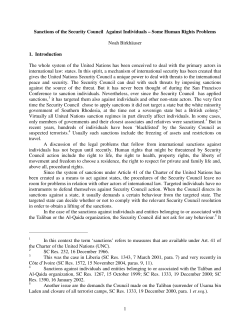 1 Sanctions of the Security Council Against Individuals &ndash; Some