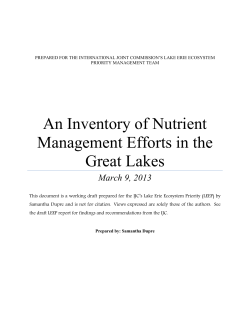An Inventory of Nutrient Management Efforts in the Great Lakes