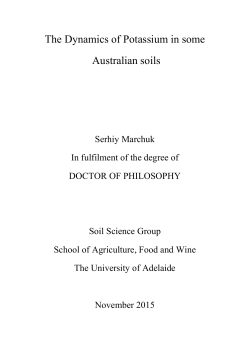 The Dynamics of Potassium in some Australian soils