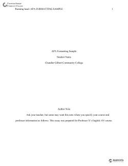 Running head: APA FORMATTING SAMPLE 1 APA Formatting