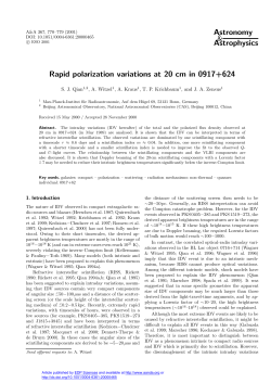 Rapid polarization variations at 20 cm in 0917+ 624
