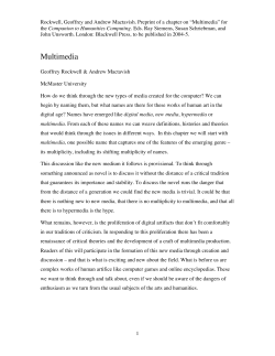 Multimedia - Geoffrey Rockwell