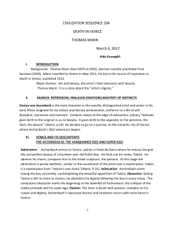 CIVILIZATION SEQUENCE 204 DEATH IN VENICE THOMAS MANN