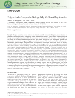 Epigenetics in Comparative Biology: Why We Should Pay Attention
