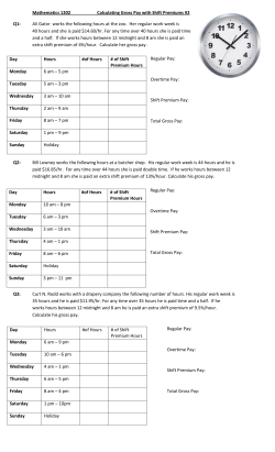 Mathematics 1202 Calculating Gross Pay with Shift Premiums #2 Q1