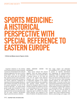 SPORTS MEDICINE: A HISTORICAL PERSPECTIVE WITH