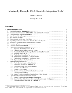 Maxima by Example: Ch.7: Symbolic Integration Tools &lowast;