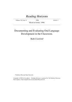 Documenting and Evaluating Oral Language Development in the