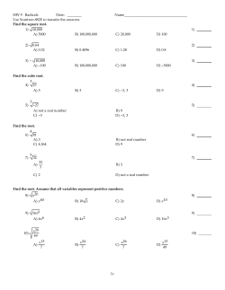 HW 9 Radicals Date: ______ U