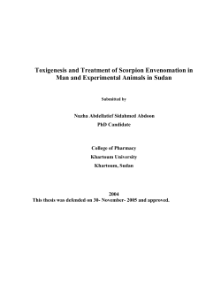 Toxigenesis and Treatment of Scorpion Envenomation in Man and