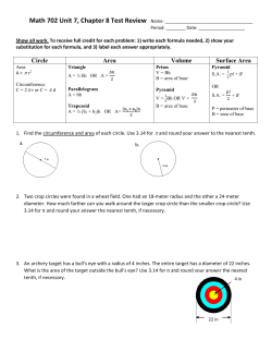 Circle Area Volume Surface Area