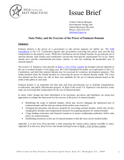 State Policy and Exercise of the Power of Eminent Domain