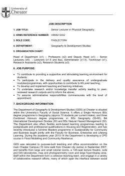 JOB DESCRIPTION Senior Lecturer in Physical Geography