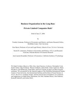 Business Organization in the Long Run: Private Limited Companies