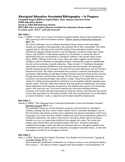 Aboriginal Education Annotated Bibliography – In